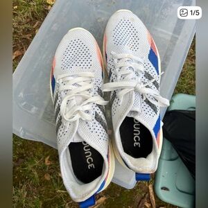 White and Blue Athletic Sneakers